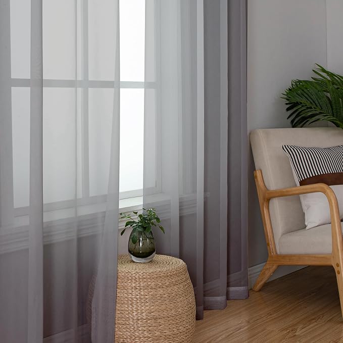 Aiyufeng 2 Panels Sheer Window Curtains 72 Inches Length, Elegant Window Voile - Image 3