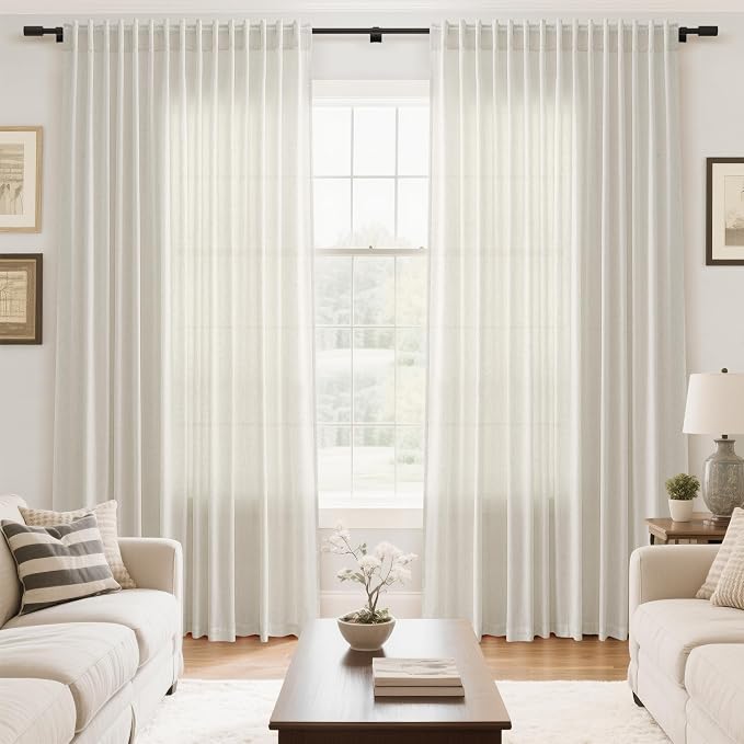 Nanspring Cream Extra Wide Linen Curtains - Image 7