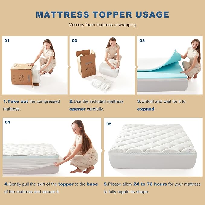 Bedlore 4-Inch California King Mattress Topper for Back Pain - Dual Layer Medium Support (2" Gel Memory Foam + 2" Cooling Fluffy Pillow Top Pad), Breathable & Pressure Relief (Gray)