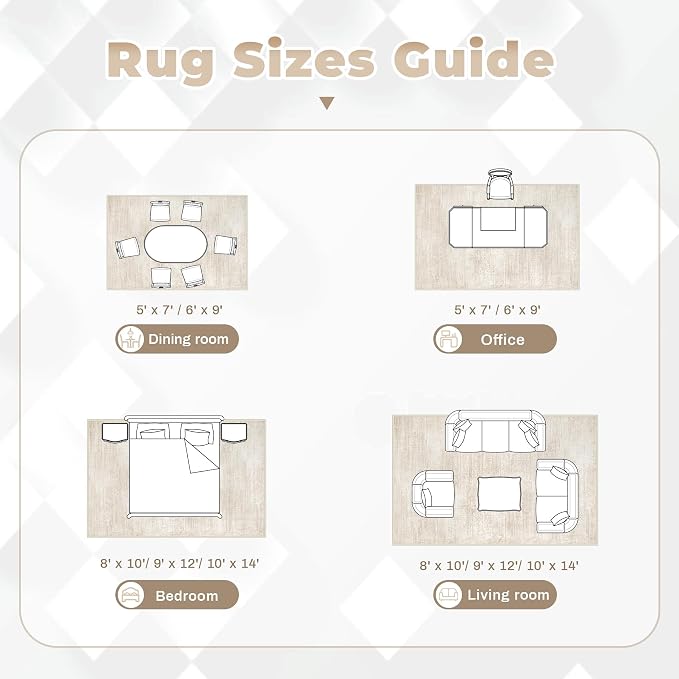 Area Rugs 9x12 for Living Room: Washable Rug Modern Abstract Neutral Soft - Image 8
