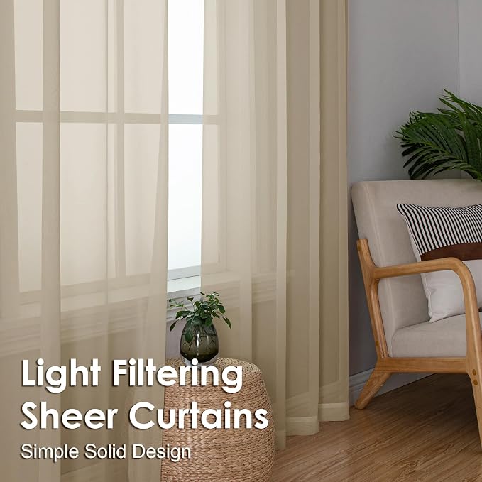 OVZME Tapue Sheer Curtains 78 Inches Long 2 Panels - Image 4