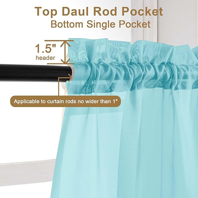 Chyhomenyc Aqua Sheer Curtains 84 Inches Long 2 Panels Set, Light Filtering - Image 5