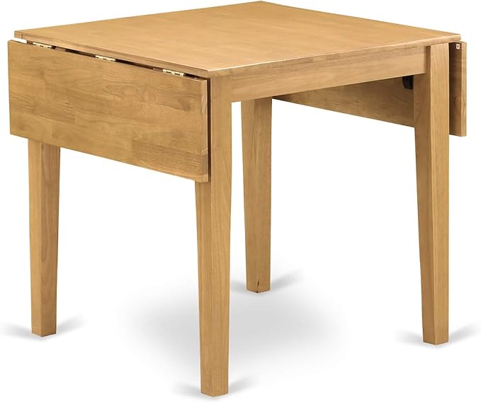 East West Furniture NDAV3-OAK-C 3 Piece Dining Room Table Set Contains a Rectangle Kitchen Table with Dropleaf and 2 Linen Fabric Upholstered Dining Chairs, 30x48 Inch, Oak