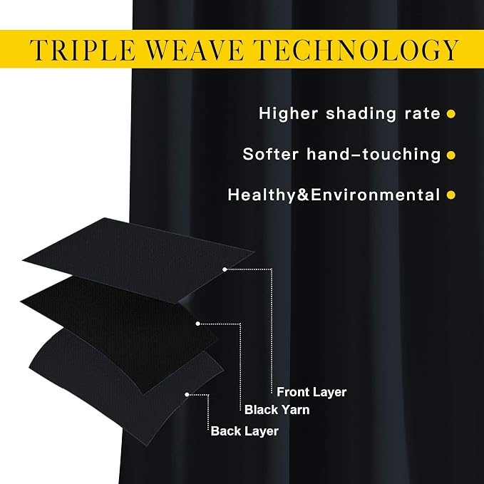 NICETOWN Black Out 108 inch Curtains - Image 3