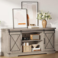 IDEALHOUSE Farmhouse TV Stand and Entertainment Center for Tv up to 65 inches with Sliding Barn Doors and Adjustable Shelf, Tv Media Console Table with Storage Cabinet for Living Room, Grey
