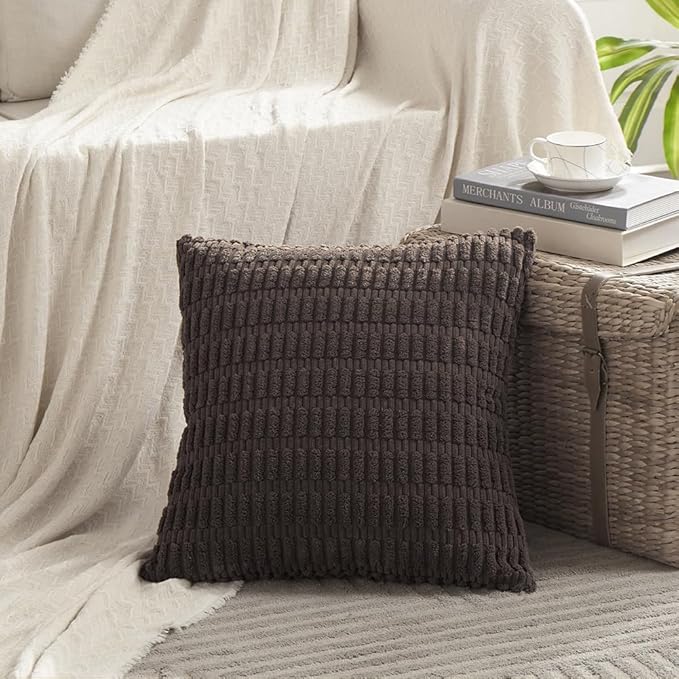 Fancy Homi 4 Packs Boho Dark Brown Decorative Throw Pillow Covers 16x16 Inch - Image 2
