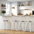 26” Swivel Bar Stools Set of 4, Counter Height Bar Stools Wooden Seat, Metal Industrial Bar Chairs with High Back for Kitchen Island (White)