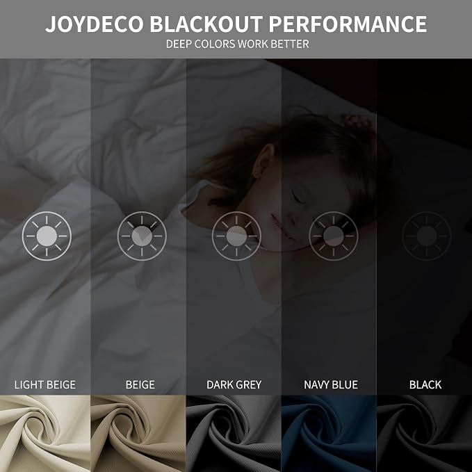 Joydeco Blackout Curtains 90 inch Long 2 Panels Set, Thermal Insulated Long - Image 2