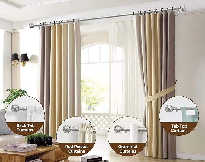 KAMANINA Curtain Rods for Windows 48 to 84 Inch, Antique Silver Heavy Duty - Image 4