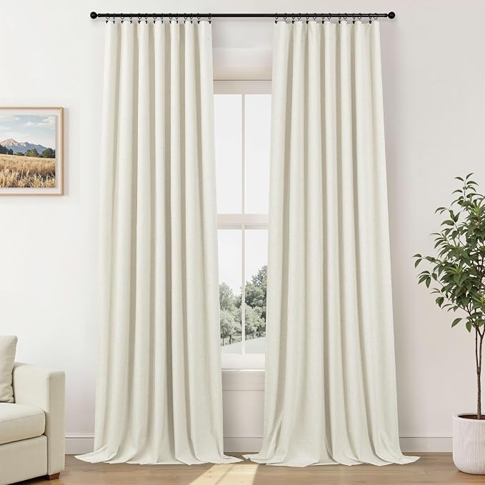 Small Blackout Curtains 54 Inch Length Linen Textured Short Black Out Curtains - Image 9