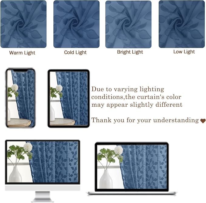 Chyhomenyc Dusty Blue Sheer Curtains 72 Inches Long 2 Panels Set, Light - Image 8