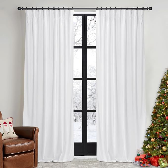 RYB HOME Pure White Velvet Curtains 90 inches by RYBHOME