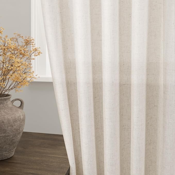 Tan Beige Linen Curtains 94 inch Length - Image 2