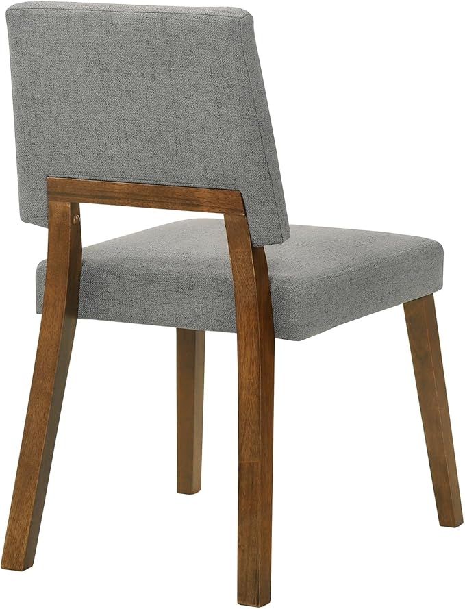 Armen Living Channell Mid Century Modern 5 Piece Walnut Wood Dining Table Set with Charcoal Fabric