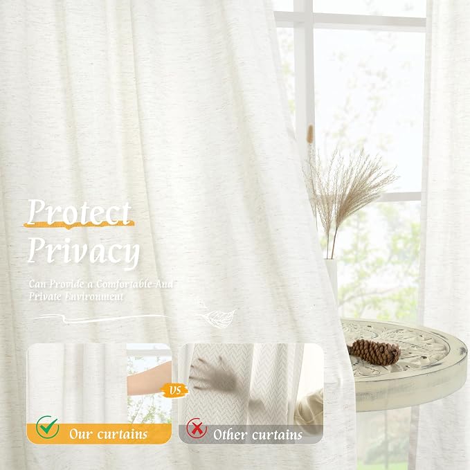LAMIT Faux Linen Curtains 63 inches Long - Image 5