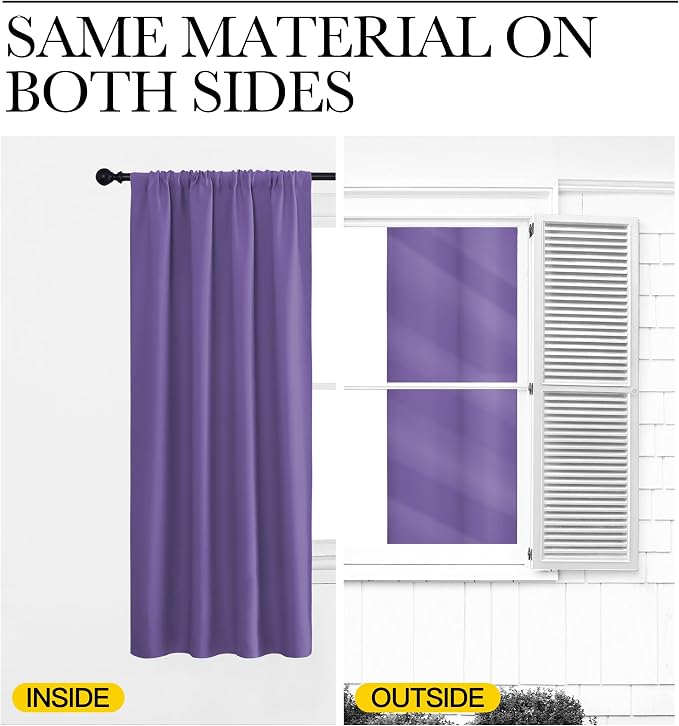 NICETOWN Blackout Curtains for RV Windows, Lilac Purple, 2 Panels, Room - Image 5