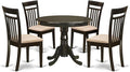 East West Furniture ANCA5-CAP-C 5 Piece Kitchen Table Set for 4 Includes a Round Dining Room Table with Pedestal and 4 Linen Fabric Upholstered Dining Chairs, 36x36 Inch, Cappuccino