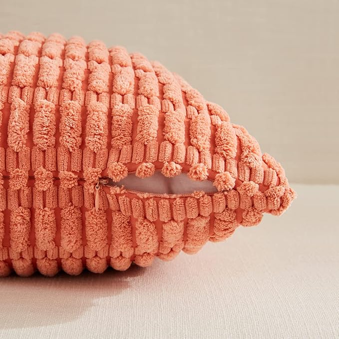Fancy Homi 4 Packs Boho Coral Decorative Throw Pillow Covers 20x20 Inch - Image 3