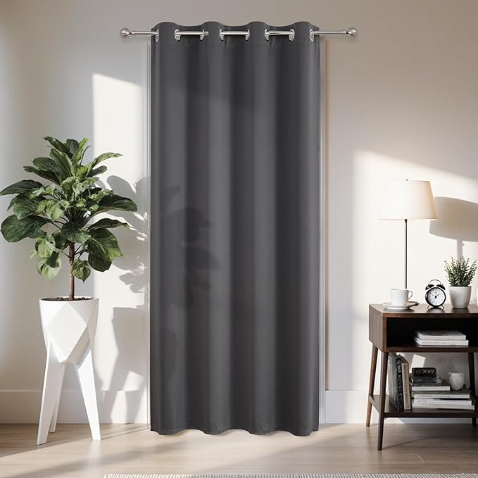 Joydeco Blackout Door Curtain for Doorway Privacy 72 Inches Long, Grommet by JOYDECO
