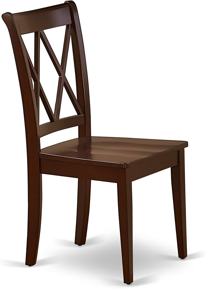 East West Furniture DLCL3-MAH-W 3 Piece Dining Table Set for Small Spaces Contains a Round Dining Room Table with Dropleaf and 2 Wooden Seat Chairs, 42x42 Inch, Mahogany