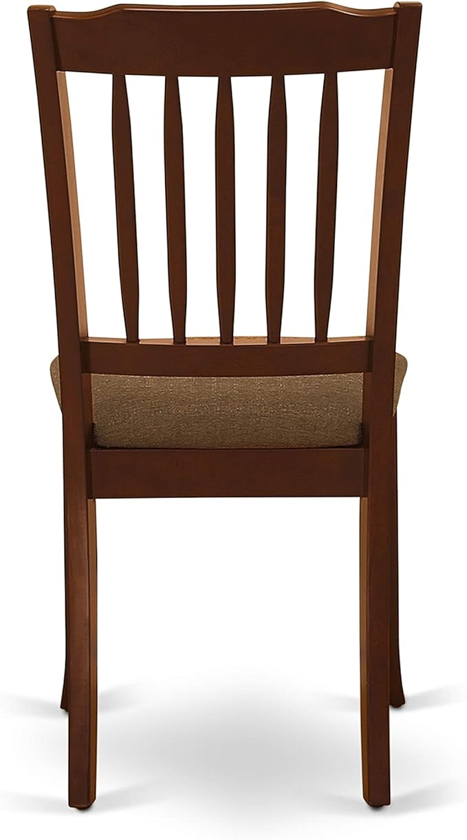East West Furniture HBDA5-MAH-C 5 Piece Dinette Set for 4 Includes a Round Dining Room Table with Pedestal and 4 Linen Fabric Kitchen Dining Chairs, 42x42 Inch, Mahogany
