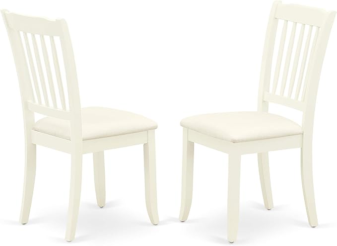 East West Furniture SUDA5-LWH-C 5 Piece Kitchen Table Set for 4 Includes a Round Dining Room Table with Dropleaf & Shelves and 4 Linen Fabric Upholstered Chairs, 42x42 Inch, Linen White