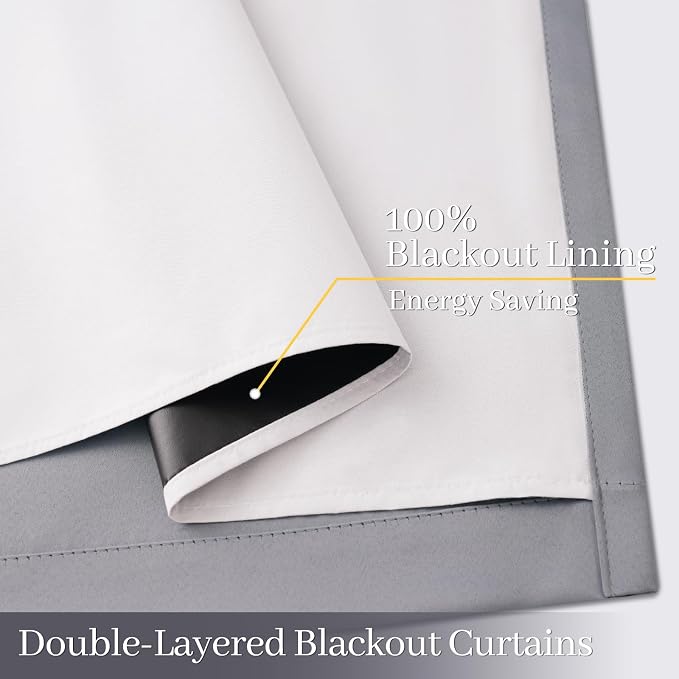 Yakamok 100% Blackout Curtain Panels 84 inches Cold and Light Blocking Drapes - Image 4