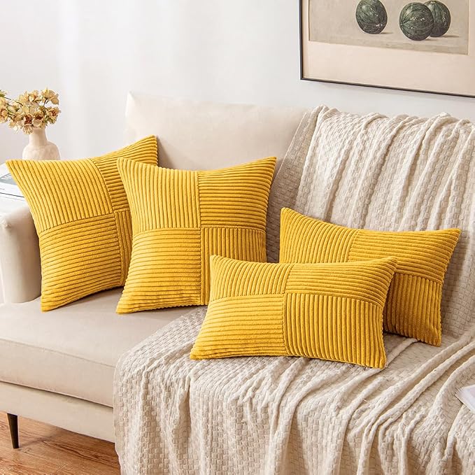 MIULEE Mustard Yellow Decorative Throw Pillow Covers 20x20 Inch - Image 4