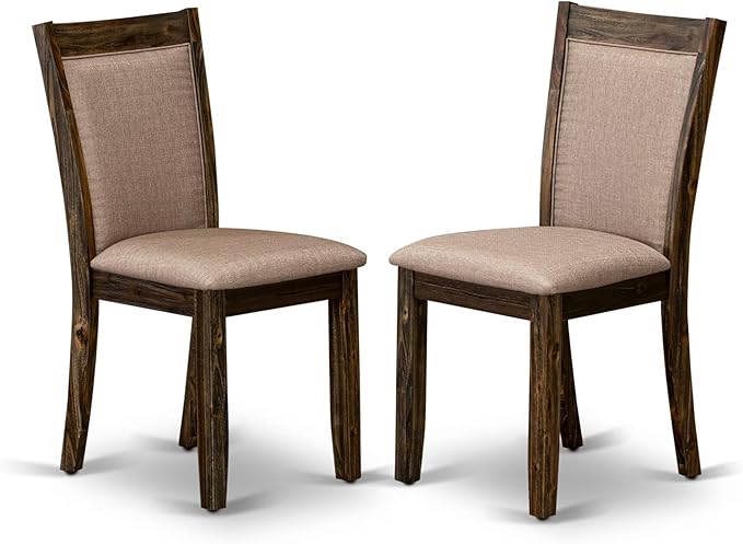 East West Furniture X727MZ716-7 7 Piece Kitchen Table Set Consist of a Rectangle Dining Table with X-Legs and 6 Dark Khaki Linen Fabric Parson Dining Chairs, 40x72 Inch, Multi-Color