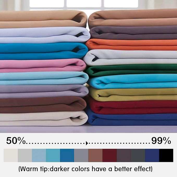 Yakamok Light Grey Blackout Curtains, Thermal Insulated Room Darkening Grommet - Image 2