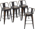 30 Inch Swivel Bar Stools Set of 4 with Backs Counter Height Industrial Metal Barstools Island Bar Chairs for Home Kitchen Dining Room (Swivel 30 inch, Distressed Gold Wooden)