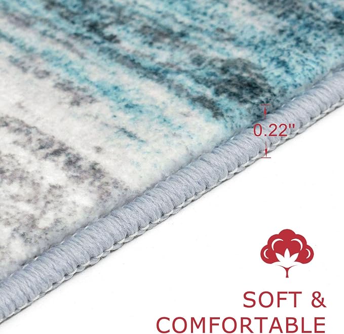 KOZYFLY Round Washable Rugs 6Ft Modern Abstract Ombre Rug - Image 2