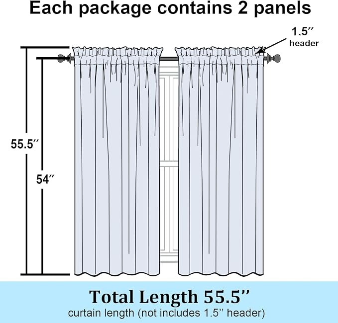 Simplebrand Ivory Semi Sheer Curtains 54 Inch Length 2 Panels, Geometric - Image 7