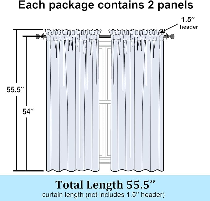 Simplebrand Black Semi Sheer Curtains 54 Inch Length 2 Panels, Geometric - Image 7