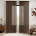 MIULEE Short Chocolate Brown Sheer Curtains 45 Inches Long, Light Filtering by MIULEE