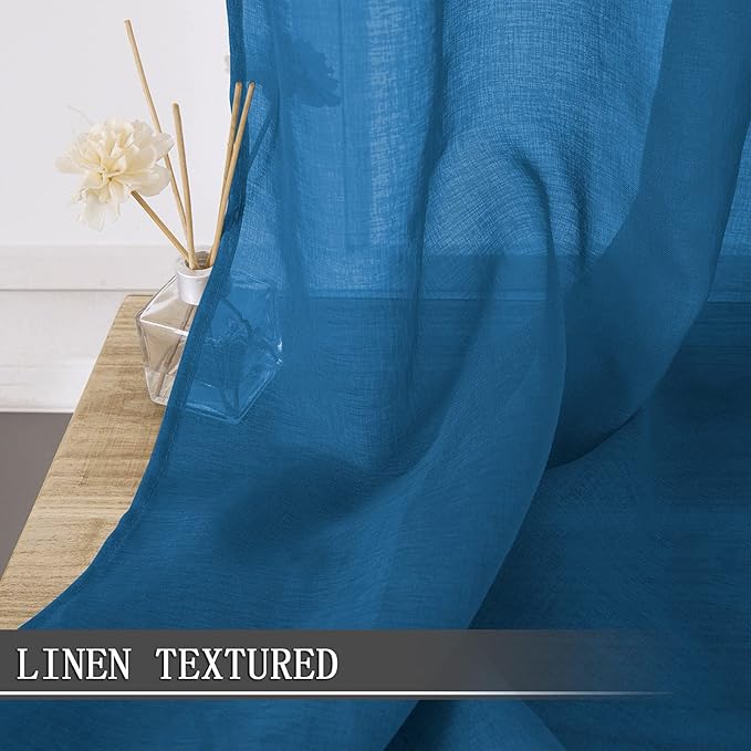 Tollpiz Short Sheer Tier Curtains Linen Textured Half Kitchen Curtain Sheers - Image 2