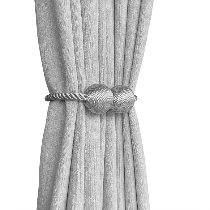 Melaluxe 2 Pack Magnetic Curtain Tiebacks, Decorative Curtain Holdbacks - Image 2