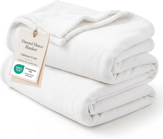 Bedsure GentleSoft Fleece Bed Blankets Full Size White by BEDSURE