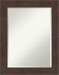 Amanti Art Brown Bathroom Mirror for Over Sink, 29x23 Wildwood Brown Rectangle Vanity Mirror, Medium Rustic Farmhouse Frame, Hangs Horizonally and Vertically, Bathroom Wall Decor, Beveled Edge