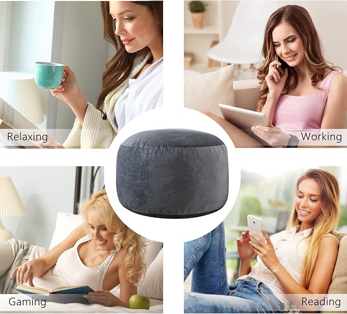4 Ft Bean Bag Chairs for Adults/Teens with Memory Foam Filling, Comfy Bean Bag Sofa with Filler Included, Soft Dutch Velvet Fabric Beanbags,4 Foot, Grey
