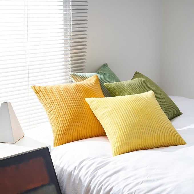 Topfinel Decorative Throw Pillow Covers 18x18 Inches Set of 4, Striped Corduroy - Image 7