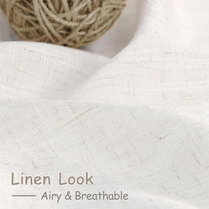 Ivory White Linen Curtains 108 Inches Long Back Tab Pocket Modern Farmhouse - Image 3