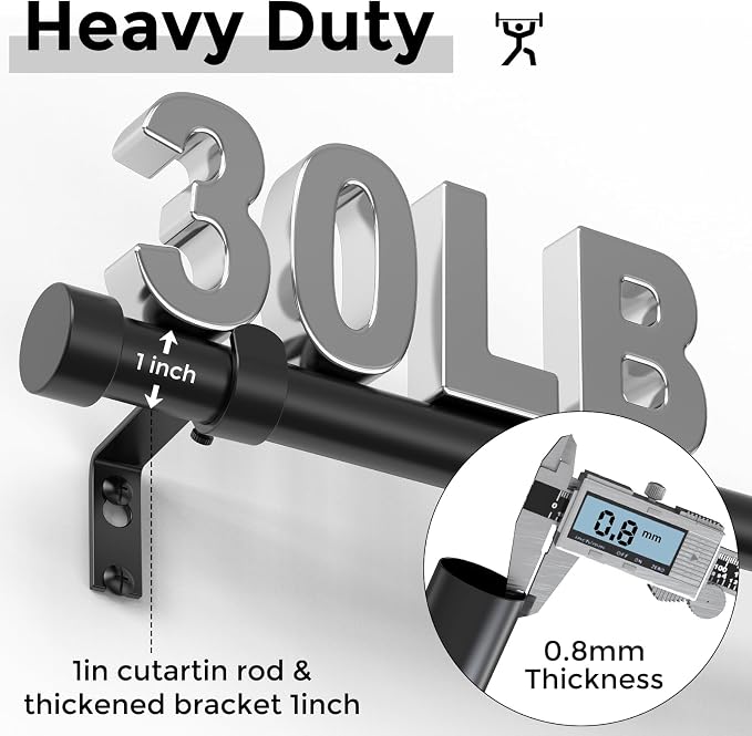 VOIIY 2 Pack Curtain Rods for Windows 18 to 42 Inch, Modern Adjustable Heavy - Image 3