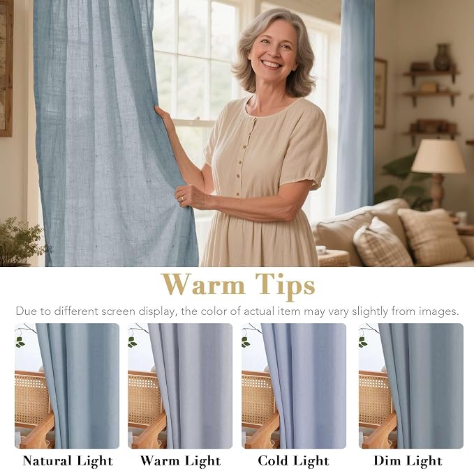 H.VERSAILTEX Linen Curtains Home Decorative Nickel Grommet Curtains Privacy - Image 3