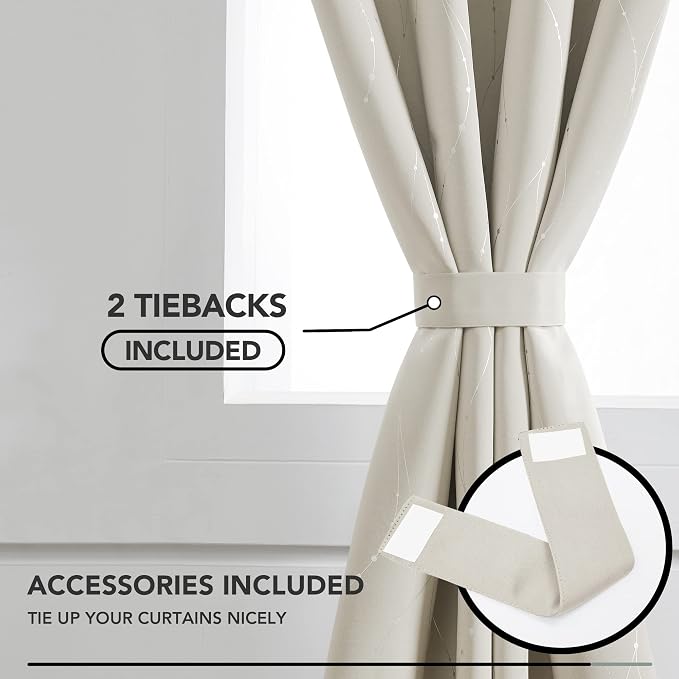 Deconovo Beige Blackout Curtains, Room Darkening Curtain, Thermal Insulated - Image 4