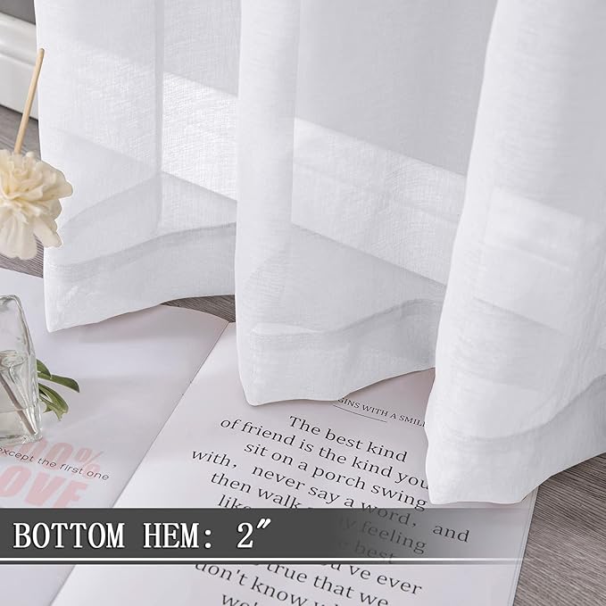 Tollpiz Sheer Tier Curtains Kitchen Linen Textured Half Curtain Sheers Light - Image 4