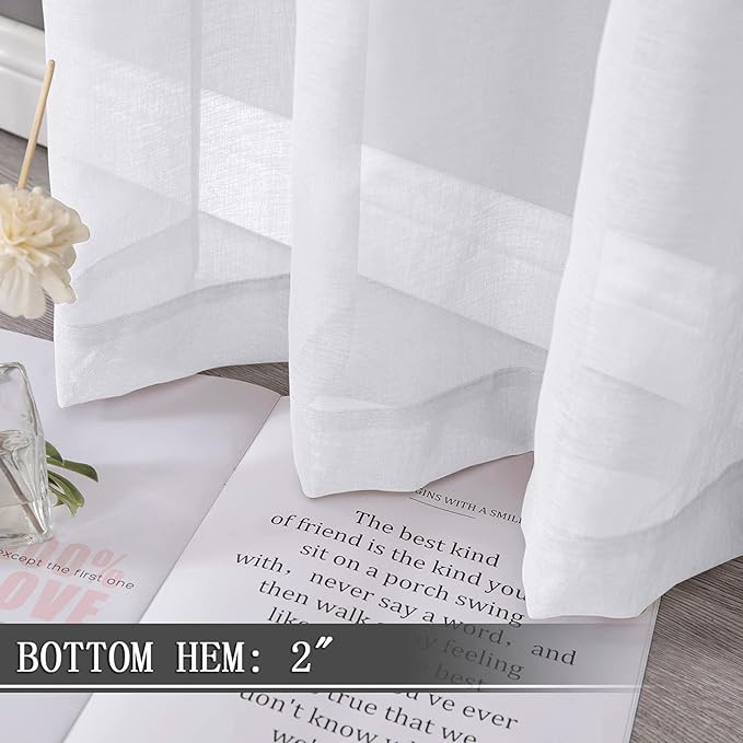 Tollpiz Short Sheer Curtains Linen Textured Bedroom Curtain Sheers Light - Image 4