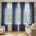 MIULEE Navy Blue Sheer Curtains 96 Inches Long, 4 Panels Set, Light Filtering by MIULEE