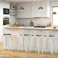 24 Inch Swivel Bar Stools Set of 4, Counter Height Bar Stools with Low Back, Metal Industrial Bar Chairs for Kitchen Island (White)