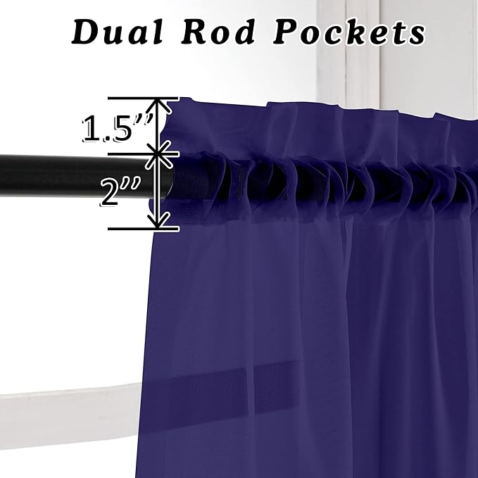 OVZME Purple Sheer Curtains 108 Inches Long, Light Filtering Semi Transparent - Image 3